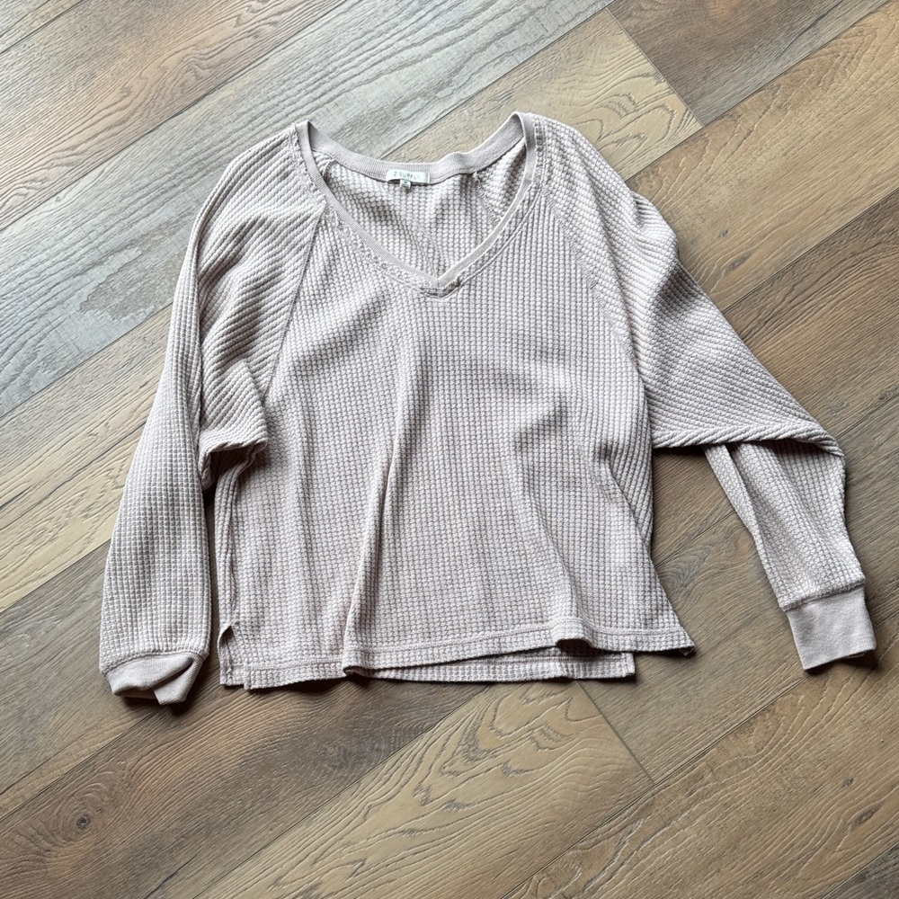 Z Supply Taupe Waffle Knit Sweatshirt
